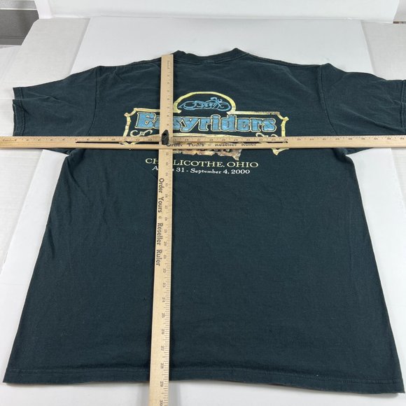 VTG Easyrider Rodeo Biker Shirt Extra Large Black Faded Ohio Short Sleeve Tee - Picture 7 of 10